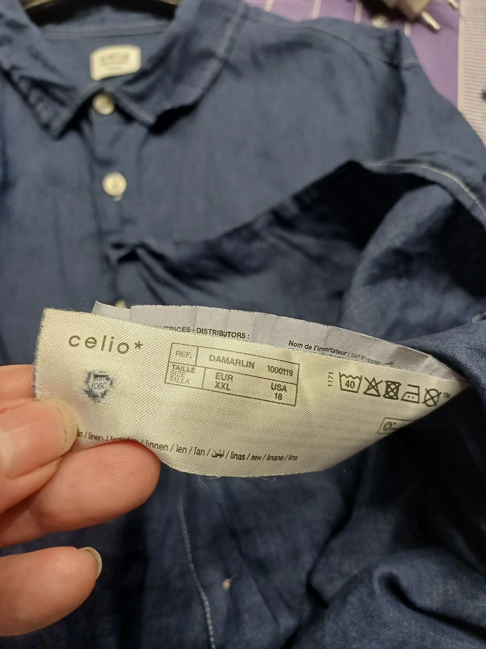 Camisa de lino azul marino marca Celio talla xxl – photo 5